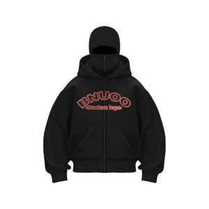 Sweat à capuche à double capuche pour homme avec cagoule et fermeture éclair 100% coton Vêtements d'automne pour temps froid 2 pièces - Product Image 6