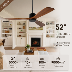 Ventilador de Techo Estilo Rústico de 52 Pulgadas Sin Luz con Control Remoto, Ventilador Silencioso con Motor DC Reversible para Sala de Estar - Product Image 1
