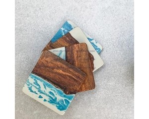 Juego de posavasos de té de resina más Popular de 4 piezas de madera Natural y resina mejor posavasos para decoración de mesa de restaurante de Hotel en casa - Product Image 6