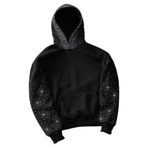 Sudadera con capucha de diamantes de imitación de mezcla de algodón, venta al por mayor, sudadera con cremallera personalizada para hombre, Sudadera con capucha de moda de gran tamaño - Product Image 3