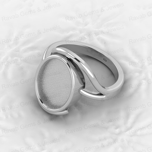 Taza de bisel de Plata de Ley 925 auténtica, anillo de montaje semi, 10x14mm, ajuste de piedra ovalada en blanco, cenizas de resina, recuerdo, joyería de leche materna - Product Image 4