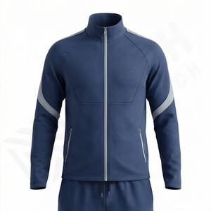 Conjuntos Deportivos Personalizados de Felpa de Algodón y Poliéster con Cremallera, Diseño Liso para Hombre, Ajuste Cómodo y Delgado, Ropa Deportiva, Color Personalizado - Product Image 1