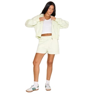 Sudadera con capucha recortada para mujer, jersey de lana de algodón de manga larga, ropa de calle informal con cremallera, Sudadera con capucha de moda, logotipo personalizado, Top al por mayor - Product Image 4