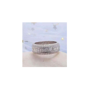 Anillo de banda de aniversario para hombre con diamantes simulados de princesa 3Ct chapado en oro blanco de 14K - Product Image 1