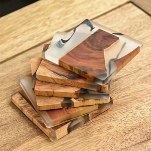 Modern Square Tabletop Mats & Pads <b>Wood</b> and Resin Coasters <b>for</b> <b>Tea</b> & Coffee Cups Coasters at Attractive Prices - Product Image 3