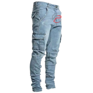 Jeans pour hommes de qualité supérieure, confortables, de qualité supérieure, taille moyenne, avant plat, jean en tissu de coton de style dernier cri - Product Image 3
