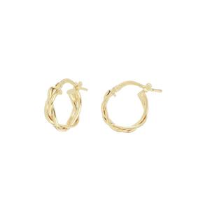 Pendientes de Aro Estilo Trenzado de Alta Calidad Del Pia Srl, Color Amarillo, Tres Tubos de 10mm, Chapados en Oro, Acero Inoxidable, Lindos para Mujer - Product Image 1