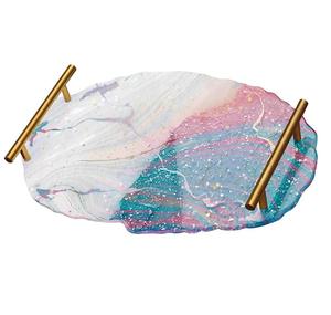 Plateau de service en résine au design unique Artisanat pour plateau de rangement de bijoux Article de décoration pour la maison Avec forme carrée - Product Image 6