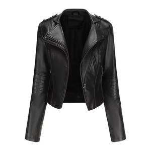 Veste en cuir véritable pour femme fabriquée tout confort par temps avec coupe intelligente et texture propre pour un look élégant tout usage - Product Image 4