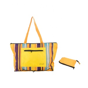 Polyester Fiber Striped <b>Folding</b> Shopping <b>Bag</b> with Customizable Size & Pattern for Supermarkets and Shops - Product Image 1