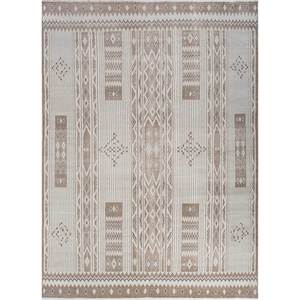 Tapis en polyester noué à la main à motif géométrique Thyme Ivory pour la décoration de la maison, du salon ou du couloir, rectangulaire AKPL-3008 - Product Image 1