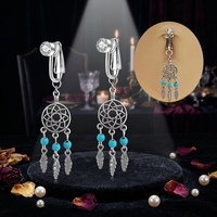 Faux piercing de nombril suspendu attrape-rêves, bijou de corps tendance pour femmes et hommes