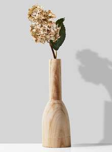 Vase en bois minimaliste avec fleurs, décoration naturelle, artisanat fait main, style d'intérieur moderne, accent de maison biologique, design sculptural - Product Image 6