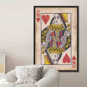 Modern Abstract Queen Art Canvas, Playroom Decor, Printed Hearts Design,Black <b>Framed</b> - Product Image 1