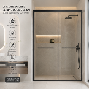 Porte de douche coulissante en verre trempé moderne, facile à nettoyer, gain de place, durable, pour salle de bain, hôtel et villa - Product Image 2