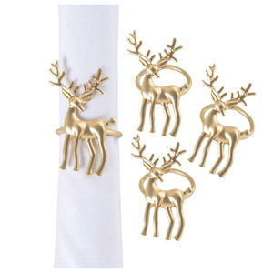 Ensemble d'anneaux de serviette de cerf en métal de haute qualité 4 anneaux de serviette élégants pour Table de mariage porte-serviettes décoratif en tissu stocké - Product Image 1