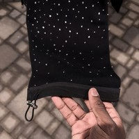 Logo personnalisé Pierre pailletée Zip Up Boxy Fit Sweat à capuche et Bling Rhinestone Ensembles de pantalons de survêtement pour hommes Unisexe Survêtement pour hommes