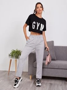 Top corto de talla grande de algodón 100% transpirable de alta calidad con logotipo personalizado para mujer, camisetas lisas con diamantes de imitación abullonados en blanco - Product Image 3