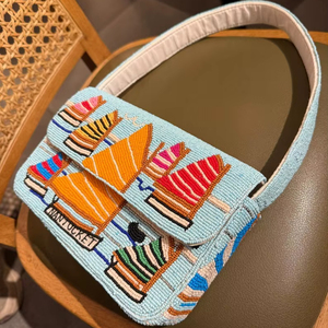 Multicolor Beaded <b>Bag</b> with Handle, Handheld <b>Bag</b>, Casual Hand <b>Bag</b>, Indian Handicraft, Handmade, <b>Baguette</b> <b>bag</b>, - Product Image 1