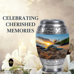 Urnas de cremación de aluminio hechas a mano Meena recubierto tamaños grandes y de recuerdo diseño de tortuga urnas de cremación - Product Image 4