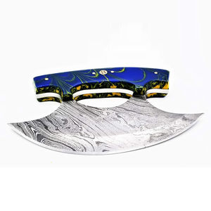 Auténtico Cuchillo Ulu de Acero de Damasco, Hoja Forjada a Mano de Alta Resistencia con Mango de Madera para Trabajos Culinarios, Desollado y Procesamiento de Carne - Product Image 2