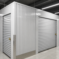 Puerta Enrollable Gris para Almacenamiento, Armario con Compartimentos de Diferentes Tamaños, Diseño de Esquina, Unidad de Almacenamiento Interior para Almacén