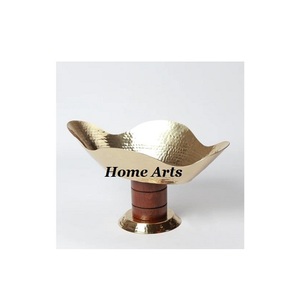 Bol à nourriture en acier inoxydable martelé et en bois avec une forme ronde de qualité supérieure, bol à servir pour les bonbons en vrac - Product Image 3