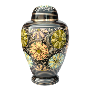 Urne funéraire Meena verte Dom-top Urne funéraire en métal avec bande argentée Conception remarquable de pendaison de crémaillère - Product Image 2