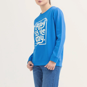 Sudadera de algodón de peso pesado para mujer con logotipo personalizado Jersey de cuello redondo de lana Mangas largas suaves sueltas para invierno - Product Image 2