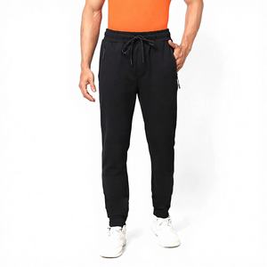 Pantalones Deportivos Negros para Hombre, Corte Ajustado, con Bolsillos con Cremallera, para Entrenamiento, con Logotipo Personalizado, Venta al Por Mayor OEM - Product Image 1