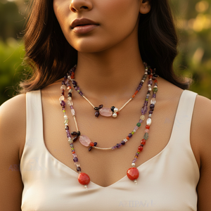 Collier pour femme en perles multi-gemmes, or, bohème, tendance, religieux, motif numérique mignon, cadeau parfait pour des bijoux de caractère - Product Image 2