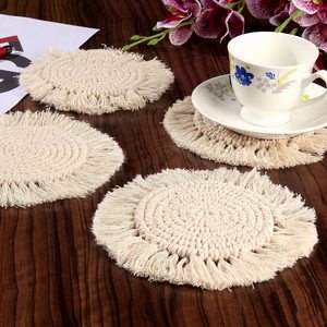 Posavasos bohemios de macramé para bebidas, posavasos multicolores con posavasos redondos hechos a mano de algodón para mesa de escritorio, cocina, decoración de oficina - Product Image 6