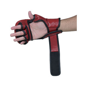 Guantes de MMA SPARRING con logotipo personalizado Guantes de entrenamiento de gimnasio de cuero sintético blanco y negro para artes marciales de combate y boxeo - Product Image 3