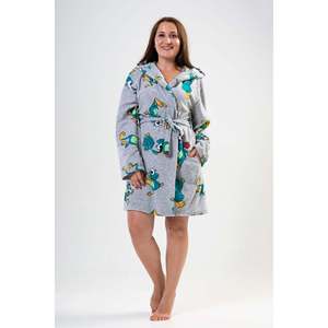 Bata corta con capucha de forro polar para mujer, talla XXL, con bolsillos, ropa de dormir - Product Image 4