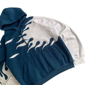 Personalizado de calidad de invierno sin cuerda calentado recortado crudo dobladillo parche bordado Unisex 100% algodón envejecido sudaderas con capucha - Product Image 2