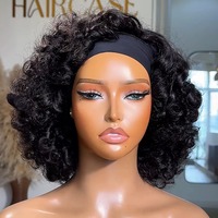 Perruques bandeau bouclées rebondissantes en cheveux naturels, perruques brésiliennes Remy pour femmes noires, prêtes à porter