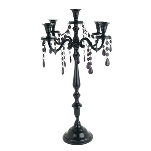 Centre de table de mariage indien fait à la main Candélabre le moins cher avec 3 bras Bougeoir fini noir 4 décorer la maison - Product Image 2