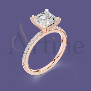 Anillo de moissanita de 14K con diseño de Halo oculto Joyería de lujo - Product Image 1