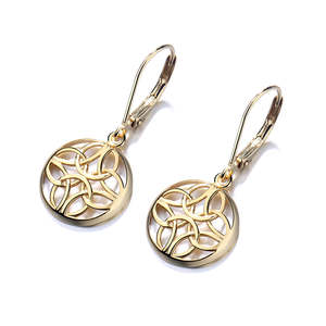 Orecchini Celtici in Oro 14K e Argento Sterling, a Goccia con Chiusura a Leva, Eleganti in Oro Rosa per Fidanzamento - Product Image 3