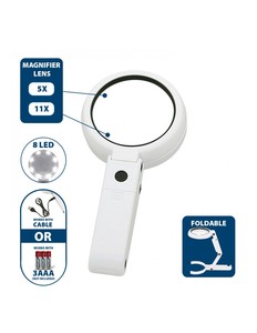 Lampada d'ingrandimento portatile o da tavolo con lente 5X/11X (Velamp LE037) - Product Image 4