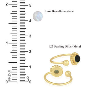 925 Sterling Silver Bohemian Style Dainty Gemstone Flower Design <b>Ring</b> Faceted <b>Black</b> Onyx Diamond Weddings Parties Wholesale - Product Image 3