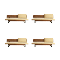 Canapé d'extérieur et d'intérieur de style moderne, design contemporain, canapé simple ou en ensemble, meubles avec structure en teck massif, matériau écologique, décoration intérieure