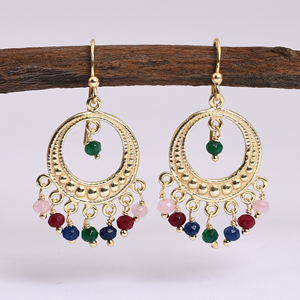 Pendiente colgante de cuentas naturales de Plata de Ley 925, pendiente de moda clásico chapado en oro para regalos de boda o fiestas para mujeres - Product Image 6