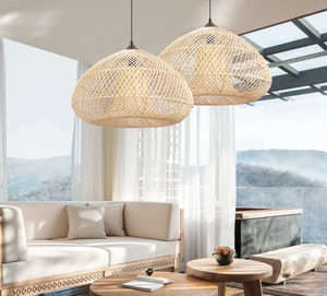 โคมไฟระย้าหวายทรงกลมสไตล์วินเทจสำหรับร้านอาหารห้องชาห้องนั่งเล่น - Product Image 4