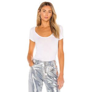 T-shirt Sonnet da donna Free People, taglia Small, 100% cotone, in jersey traspirante, slim, sexy, corta, con lettere a piega - Product Image 1