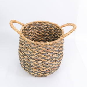 Panier en jacinthe d'eau tissé à la main, essentiels pour la maison, rangement, panier à linge naturel - Product Image 6