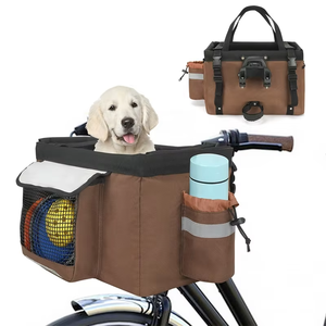 Panier de vélo pour animaux de compagnie facile à installer, imperméable, panier de guidon de vélo pour chien, panier de transport pour chien détachable, sac à dos de grande capacité, durable - Product Image 1