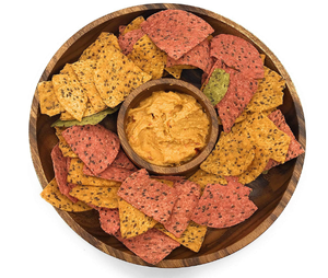 Chip y plato Salsa Bowl bandeja platos personalizados forma redondeada Acacia madera servir postre plato para restaurante cocina - Product Image 2