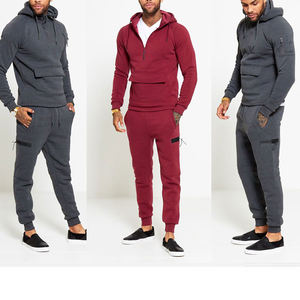 Ensemble de survêtements Hip Hop d'hiver personnalisés pour hommes broderie 100% coton survêtement à capuche pantalon de survêtement sweat à capuche uni survêtement - Product Image 5