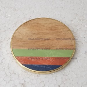 <b>Mats</b> & Pads Factory Wholesale <b>Round</b> Wood & Resin Coaster Square <b>Round</b> Hexagon Wood Coasters for Tea Drink - Product Image 2